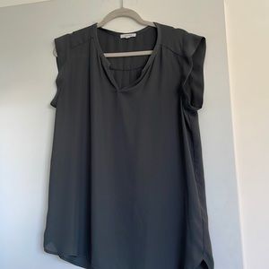 Hunter green cap sleeve blouse